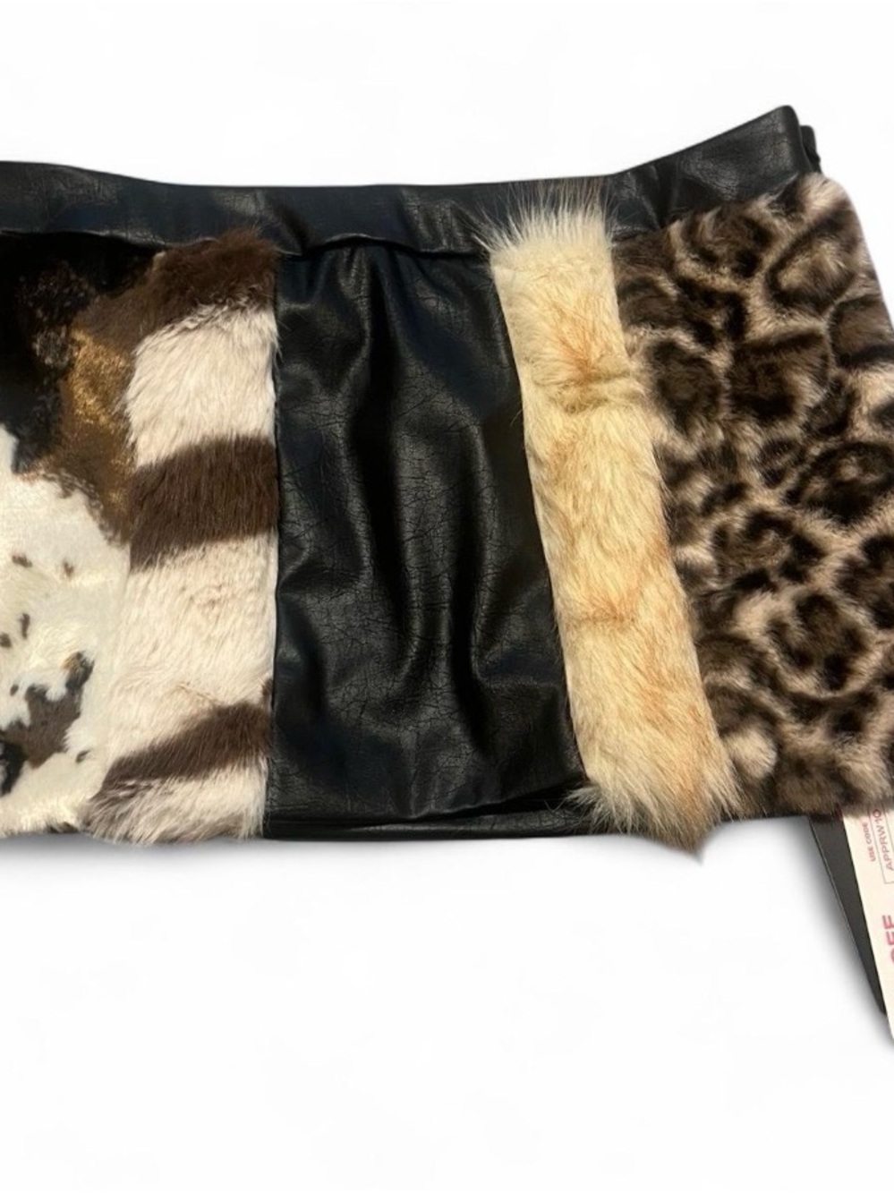 ROMWE Black Faux Leather fur Skirt Grunge
